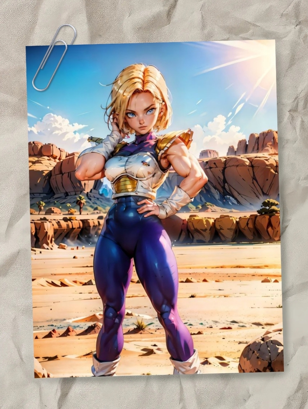 Android 18 Anime Art Print - Blonde, Blue & Purple